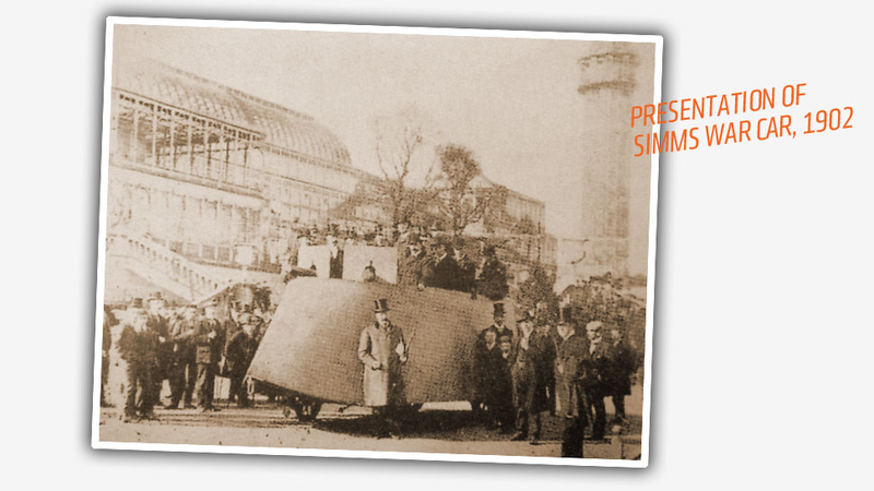 Illustration for article titled The First Armored Car Was This Terrifying War-Making Machine